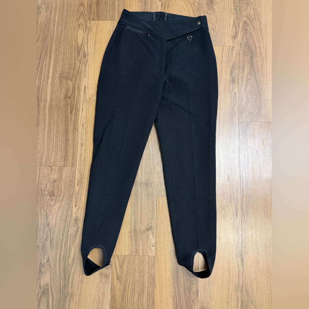 Vintage Black Obermeyer Ski Pants Stirrups Retro Wool‎ Made in Japan